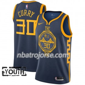 Barn Golden State Warriors Tröja Stephen Curry 30 2018-19 Nike City Edition Navy Swingman